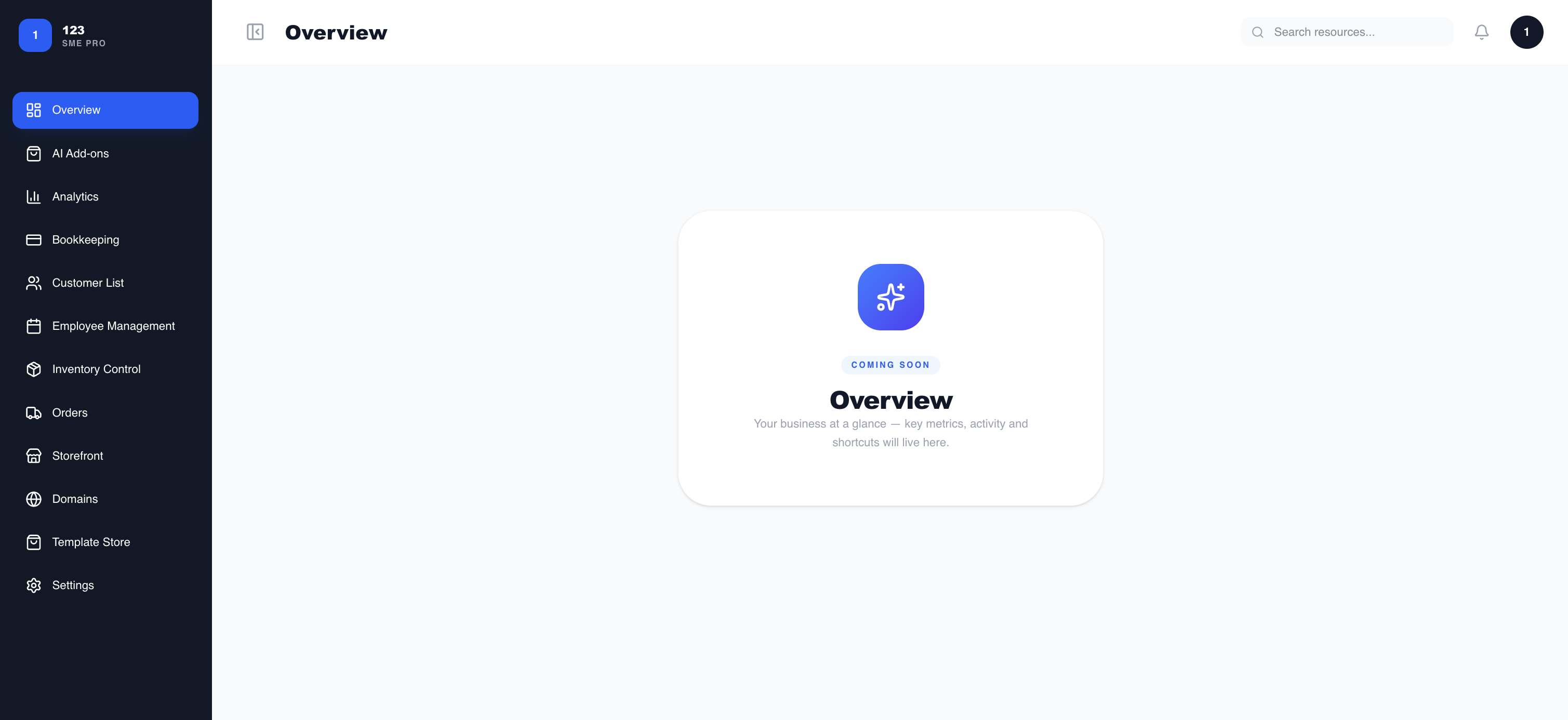 Partner console overview with sidebar navigation